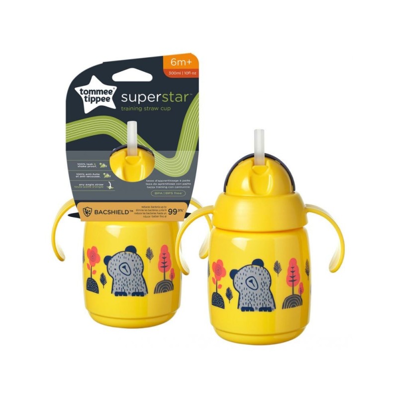 TT 447831 Kubek ze słomką i uchwytami Superstar 300ml. 6m+ żółty