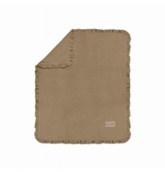 ALBERO MIO Kocyk dla niemowlaka z falbanką karmel muślinowy