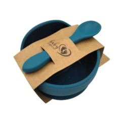 BABY 01139 Miska silikonowa z przyssawką i łyżeczką Ocean