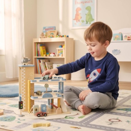 Garaż drewniany parking samochodowy piętrowy stacja benzynowa