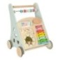 Pchacz dla dziecka chodzik drewniany z liczydłem niebieski