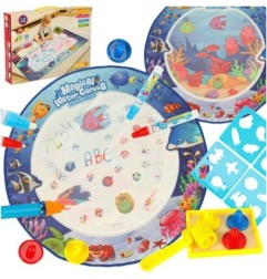 Mata wodna do malowania rysowania wodą mazaki pieczątki szablony wałek okrągła 80cm wodny świat