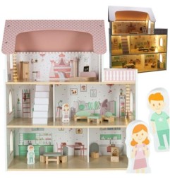 Domek dla lalek drewniany LULILO Peonio 70cm LED róż