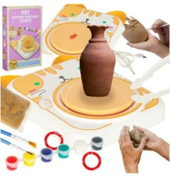 Koło garncarskie zestaw kreatywny glina farby kotek żółty