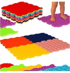 Mata sensoryczna puzzle montessori do masażu stóp 8 elementów kolorowe