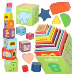 Wieża edukacyjna drewniana sorter kształty nauka liczenia 71cm XXL