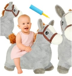 Skoczek dla dzieci gumowy do skakania koń konik z miękkim pokrowcem pompka