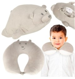 Poduszka podróżna 2w1 rogal pod kark do samolotu samochodu maskotka miś