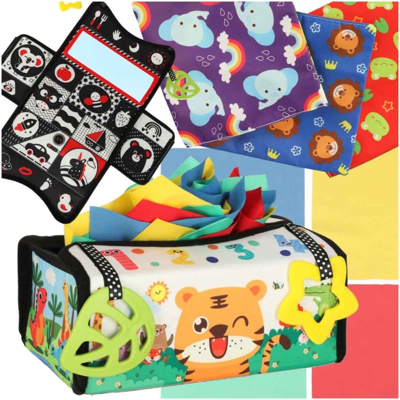 Sorter pudełko z chusteczkami sensoryczne montessori mata 2w1