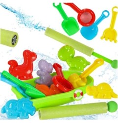 Statek łódka z akcesoriami foremkami do piasku wody foremki + sikawka strzykawka 12el.