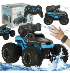 Samochód RC amfibia wodoodporny sterowany gestami ręką + 2 piloty niebieski