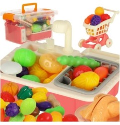 Warzywa do krojenia zlew wózek zakupy garnki zestaw AGD 54 el