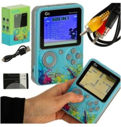 Konsola przenośna do gier mini elektroniczna retro 500 gier niebieska