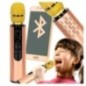 Mikrofon bezprzewodowy karaoke dla dzieci głośnik Bluetooth 2000mAh karta SD USB wysoka jakość złoty