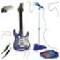 Gitara elektryczna rockowa ze wzmacniaczem mikrofonem dla dzieci niebieska