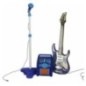 Gitara elektryczna rockowa ze wzmacniaczem mikrofonem dla dzieci niebieska