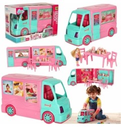 Samochód dla lalek kamper food truck zestaw 21 el.