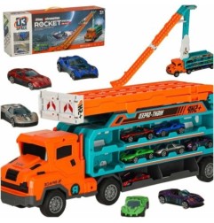 Samochód laweta transporter tor zjeżdżalnia dla samochodów pomarańczowy