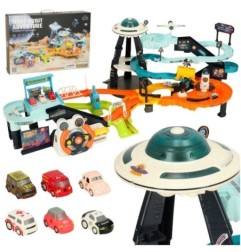 Kosmiczny tor samochodowy wielopoziomowy kierownica