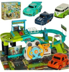 Tor samochodowy parking interaktywny z kierownicą wyścigowy