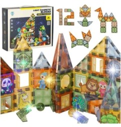 Klocki magnetyczne konstrukcyjne świecące zwierzęta 90 elementów