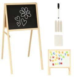 Tablica magnetyczna kredowa dwustronna drewniana literki kreda 43x50x84cm