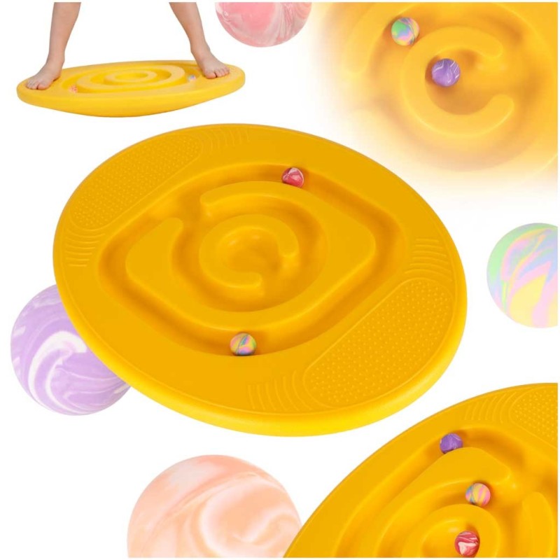 Równoważnia do balansowania deska z labiryntem dla dzieci żółta Równoważnia do balansowania deska z labiryntem dla dzieci żółta