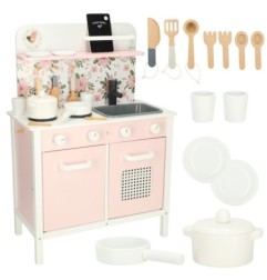 Kuchnia dla dzieci drewniana MDF LULILO FLORA akcesoria różowa 82cm