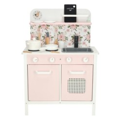 Kuchnia dla dzieci drewniana MDF LULILO FLORA akcesoria różowa 82cm
