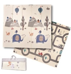 Mata edukacyjna piankowa dwustronna składana słonie las 180 x 200 cm