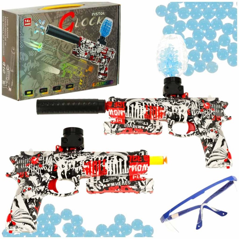 Pistolet na kulki żelowe wodne karabin zasilanie akumulatorowe USB + okulary 550szt. 7-8mm