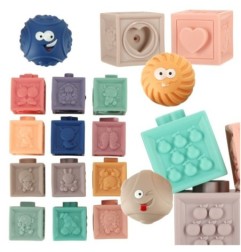 Klocki piłki sensoryczne miękkie edukacyjne 15 elementów