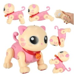 Kot kotek interaktywny zdalnie sterowany na pilota RC robot skacze różowy