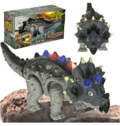 Dinozaur Triceratops zabawka interaktywna na baterie chodzi świeci ryczy