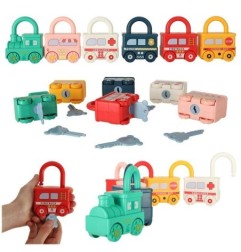 Zabawka edukacyjna pociąg wagoniki kłódki wagony kluczyki 13 elementów