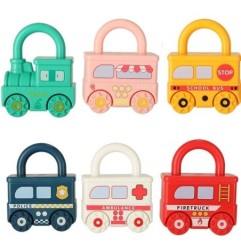 Zabawka edukacyjna pociąg wagoniki kłódki wagony kluczyki 13 elementów