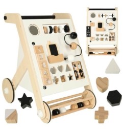 Pchacz dla dziecka chodzik drewniany tablica manipulacyjna sorter