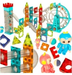 Klocki magnetyczne magnetic sticks marble tor kulkowy z dźwiękiem muzyką grający 118 elementów