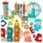 Klocki magnetyczne magnetic sticks marble tor kulkowy z dźwiękiem muzyką grający 118 elementów