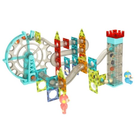 Klocki magnetyczne magnetic sticks marble tor kulkowy z dźwiękiem muzyką grający 118 elementów