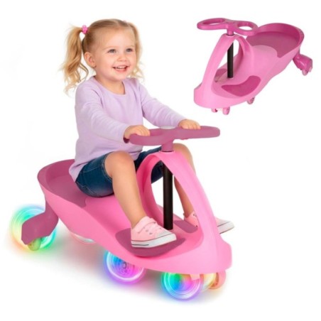 Jeździk grawitacyjny LED Swing Fix S3 świecące koła różowy