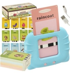 Nauka języka angielskiego czytnik kart do nauki słówek fiszki niebieski