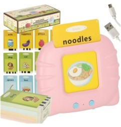 Nauka języka angielskiego czytnik kart do nauki słówek fiszki różowy