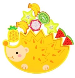 Gra zręcznościowa montessori układanka balansująca klocki drewniane jeż nawlekane owoce