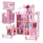 Domek dla lalek willa różowa DIY 4 poziomy mebelki 61cm