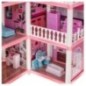 Domek dla lalek willa różowa DIY 4 poziomy mebelki 61cm