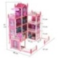 Domek dla lalek willa różowa DIY 4 poziomy mebelki 61cm