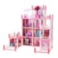 Domek dla lalek willa różowa DIY 4 poziomy mebelki 61cm