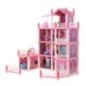 Domek dla lalek willa różowa DIY 4 poziomy mebelki 61cm