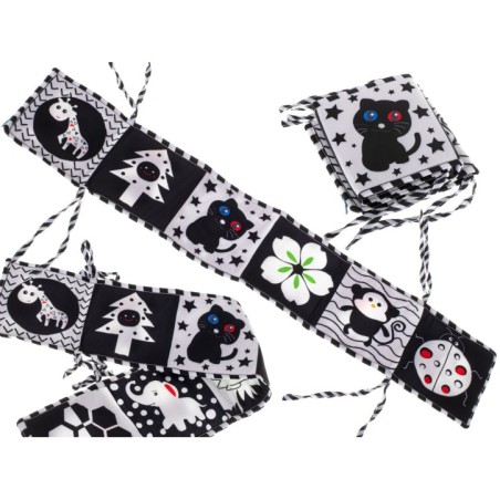 Książeczka sensoryczna kontrastowa miękka nauka widzenia ochraniacz do łóżeczka mata edukacyjna kształty dźwięki